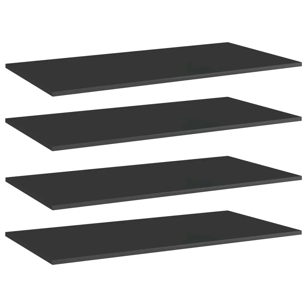 Bookshelf Boards 4 pcs High Gloss Black 80x20x1.5 cm Engineered Wood 805310