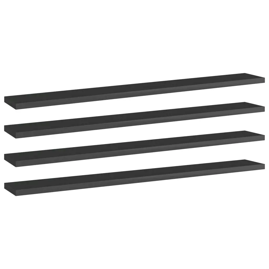 Bookshelf Boards 4 pcs High Gloss Black 80x10x1.5 cm Engineered Wood 805294