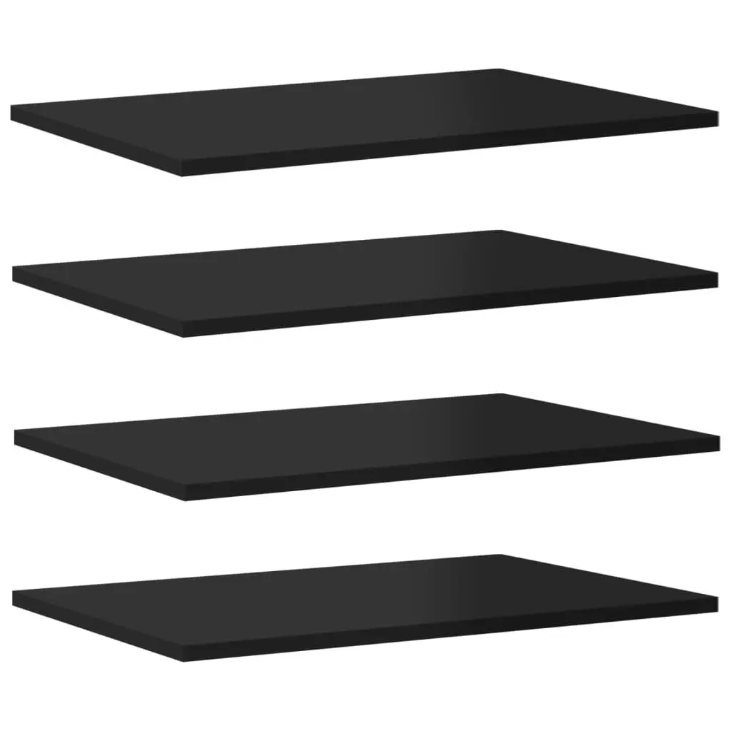 Bookshelf Boards 4 pcs High Gloss Black 60x40x1.5 cm Engineered Wood 805262