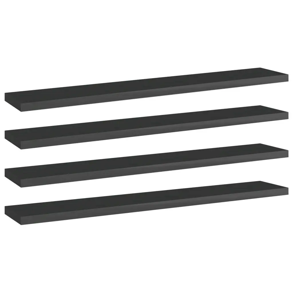 Bookshelf Boards 4 pcs High Gloss Black 60x10x1.5 cm Engineered Wood 805214