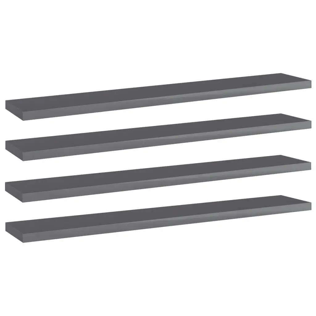 Bookshelf Boards 4 pcs High Gloss Grey 60x10x1.5 cm Engineered Wood 805216