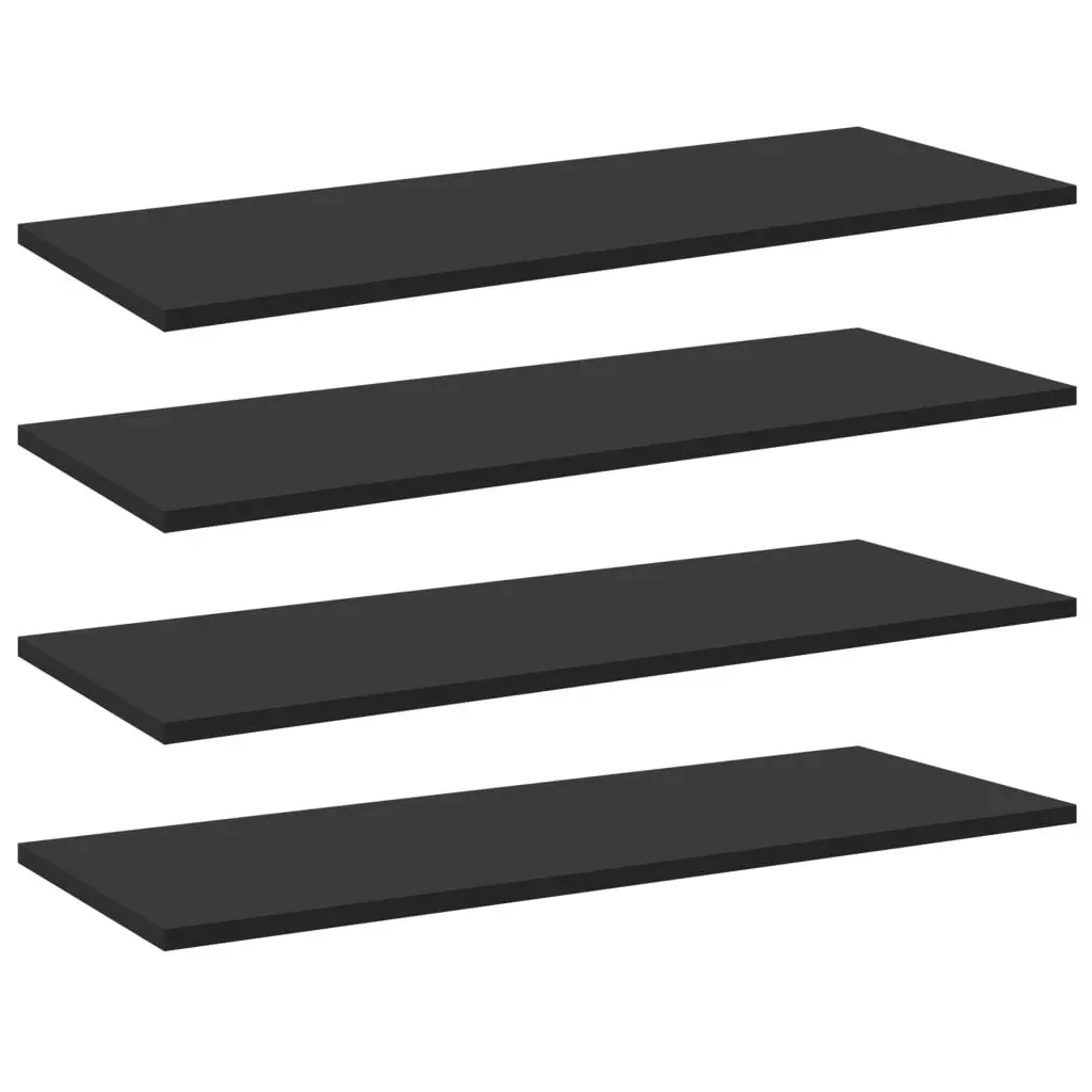 Bookshelf Boards 4 pcs Black 80x30x1.5 cm Engineered Wood 805316