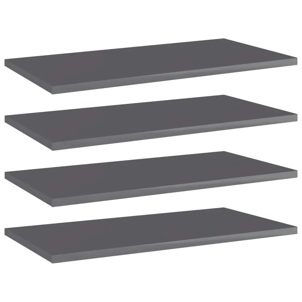 Bookshelf Boards 4 pcs High Gloss Grey 60x30x1.5 cm Engineered Wood 805248