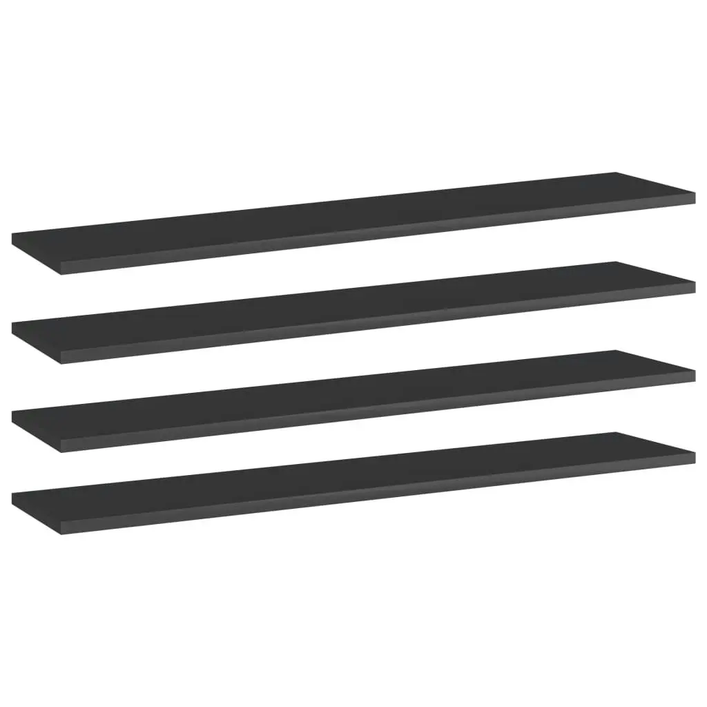 Bookshelf Boards 4 pcs High Gloss Black 100x20x1.5 cm Engineered Wood 805390