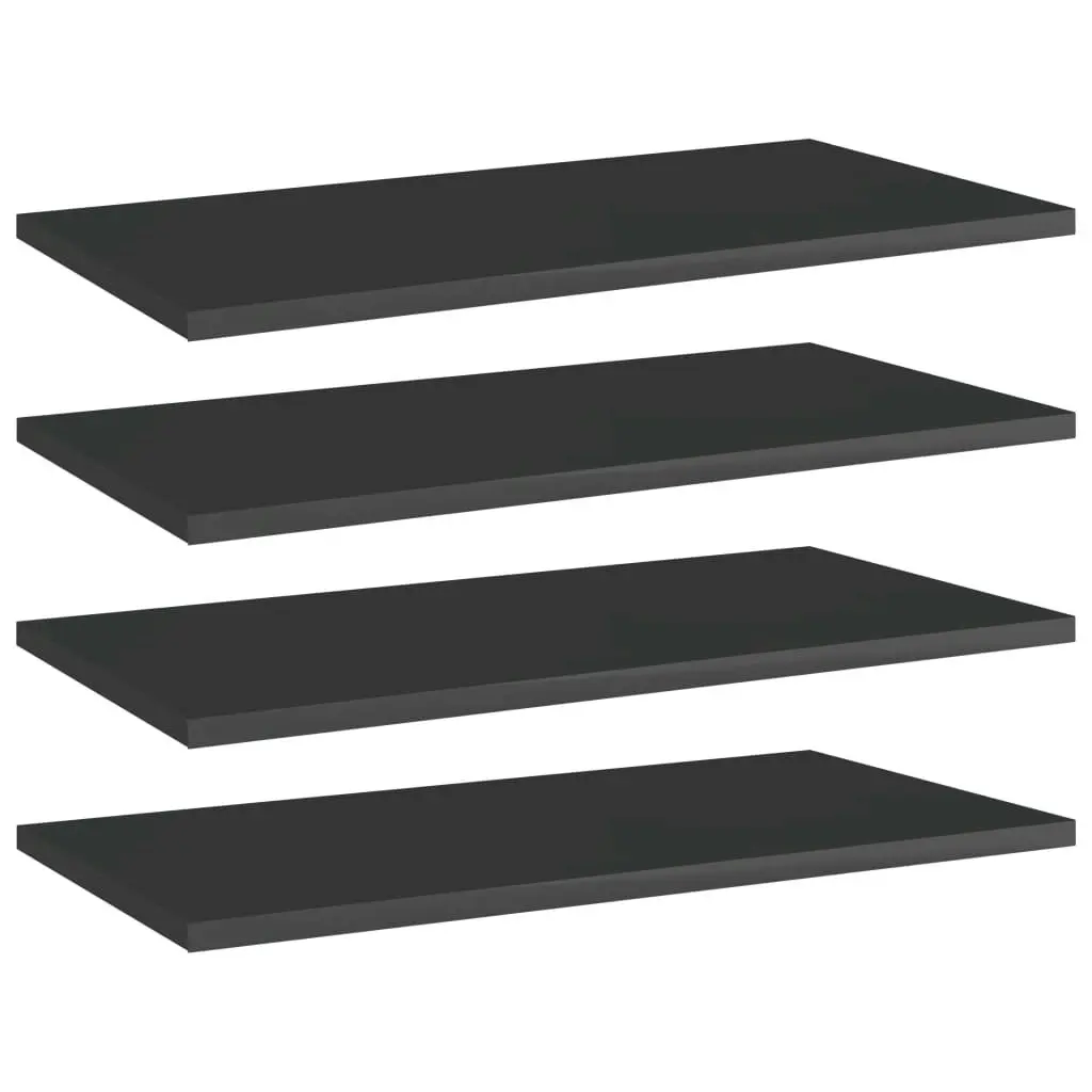 Bookshelf Boards 4 pcs High Gloss Black 60x30x1.5 cm Engineered Wood 805246