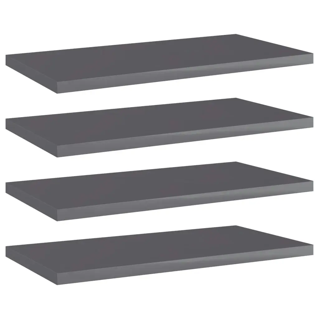 Bookshelf Boards 4 pcs High Gloss Grey 40x20x1.5 cm Engineered Wood 805152