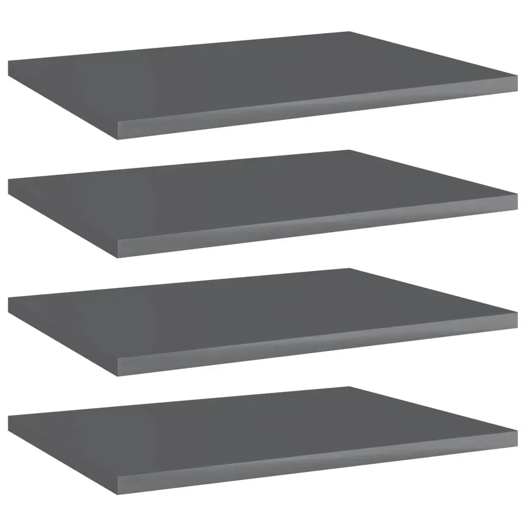 Bookshelf Boards 4 pcs High Gloss Grey 40x30x1.5 cm Engineered Wood 805168