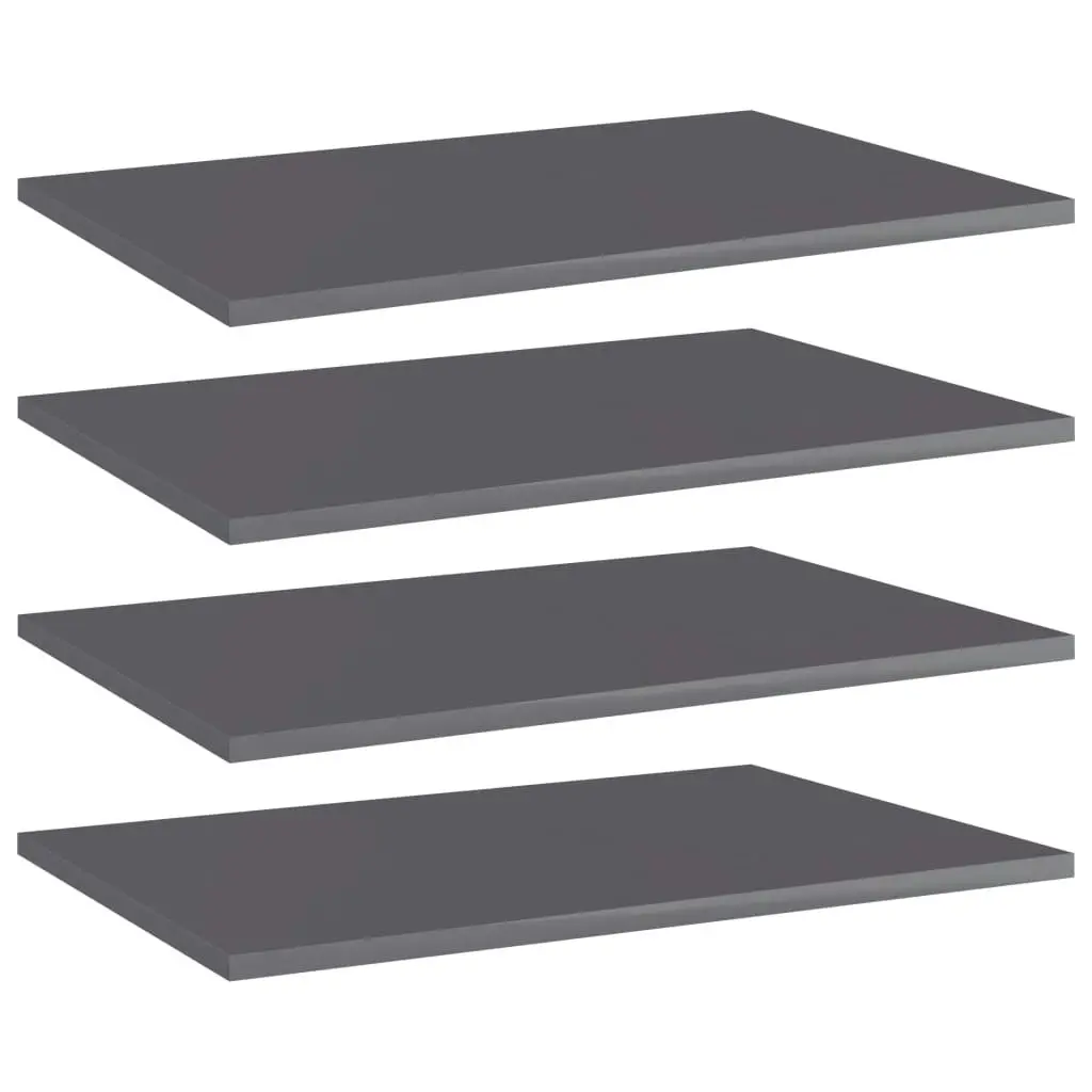 Bookshelf Boards 4 pcs High Gloss Grey 60x40x1.5 cm Engineered Wood 805264