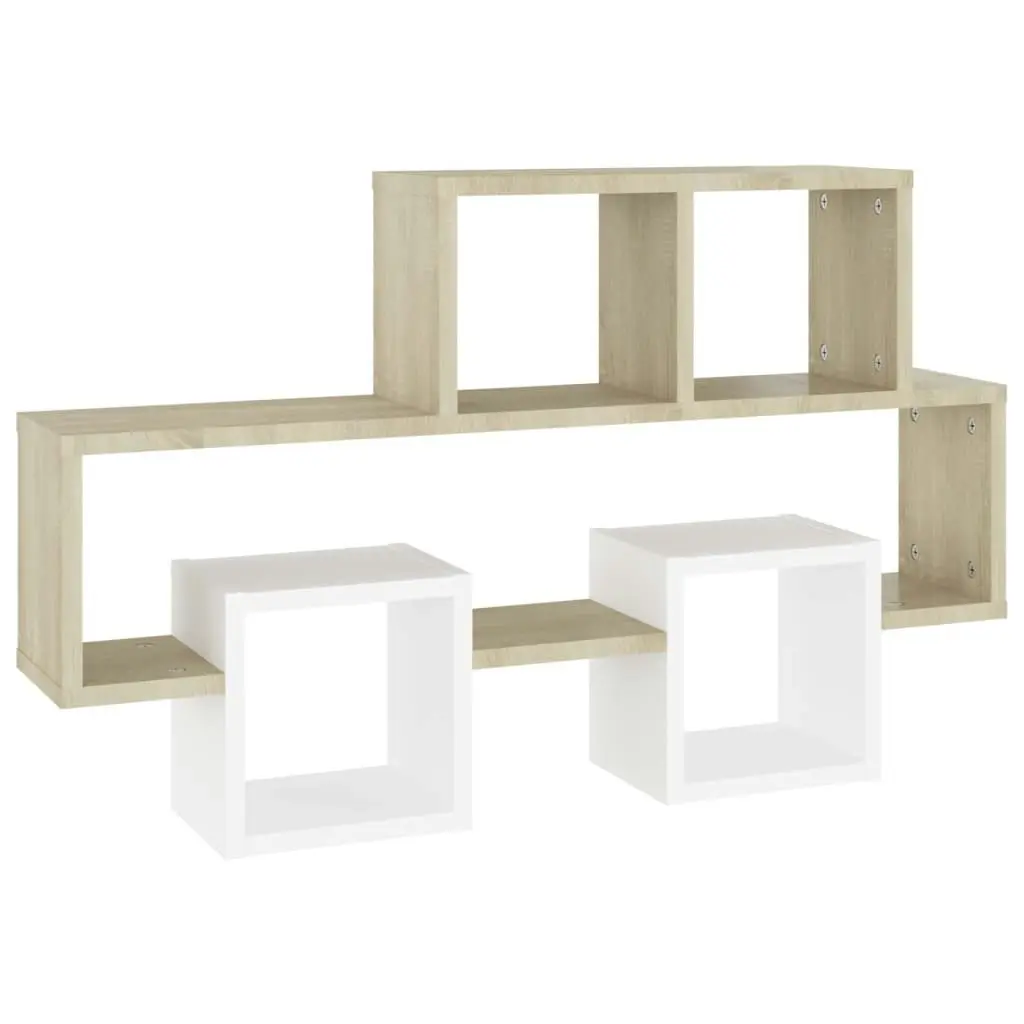 Car-shaped Wall Shelf White & Sonoma Oak 82x15x51 cm Engineered Wood 807255