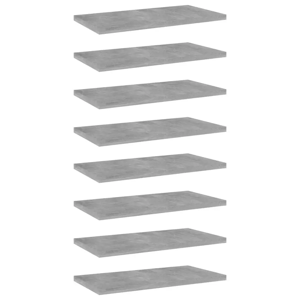 Bookshelf Boards 8 pcs Concrete Grey 40x20x1.5 cm Engineered Wood 805147