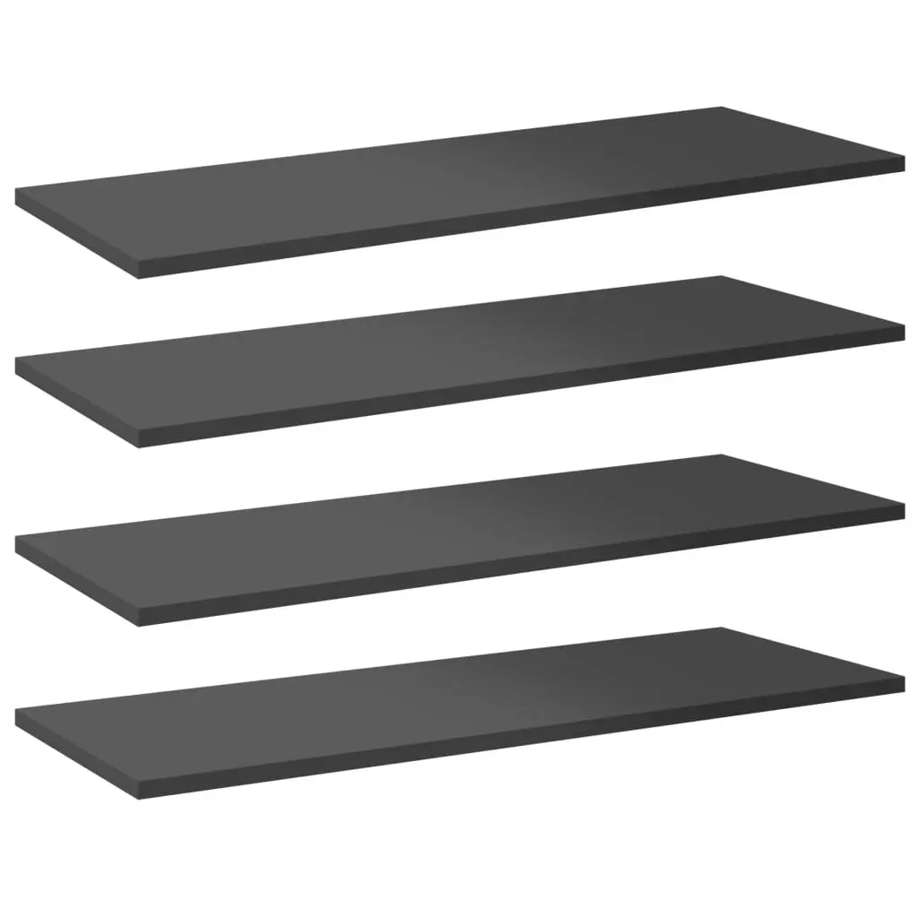 Bookshelf Boards 4 pcs High Gloss Grey 80x30x1.5 cm Engineered Wood 805328