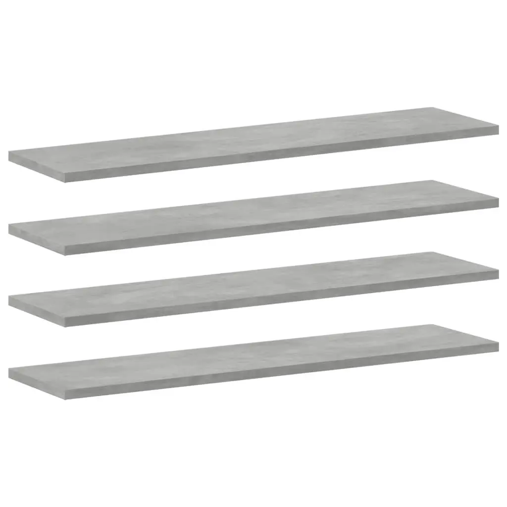 Bookshelf Boards 4 pcs Concrete Grey 80x20x1.5 cm Engineered Wood 805306