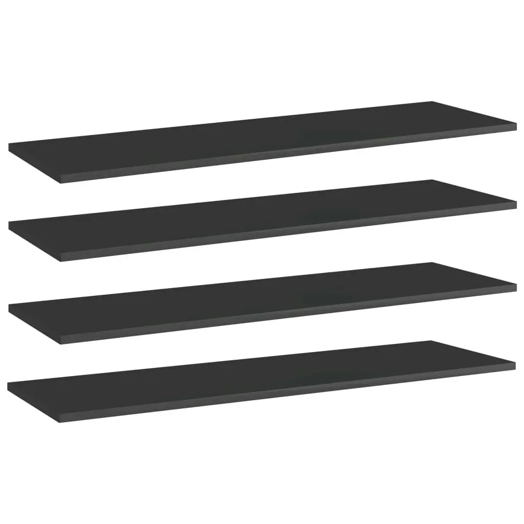 Bookshelf Boards 4 pcs High Gloss Black 100x30x1.5 cm Engineered Wood 805406