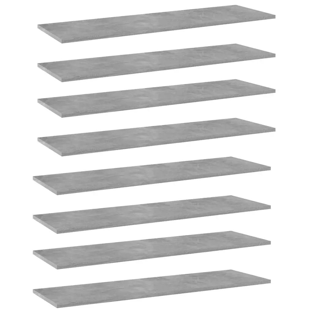 Bookshelf Boards 8 pcs Concrete Grey 100x30x1.5 cm Engineered Wood 805403