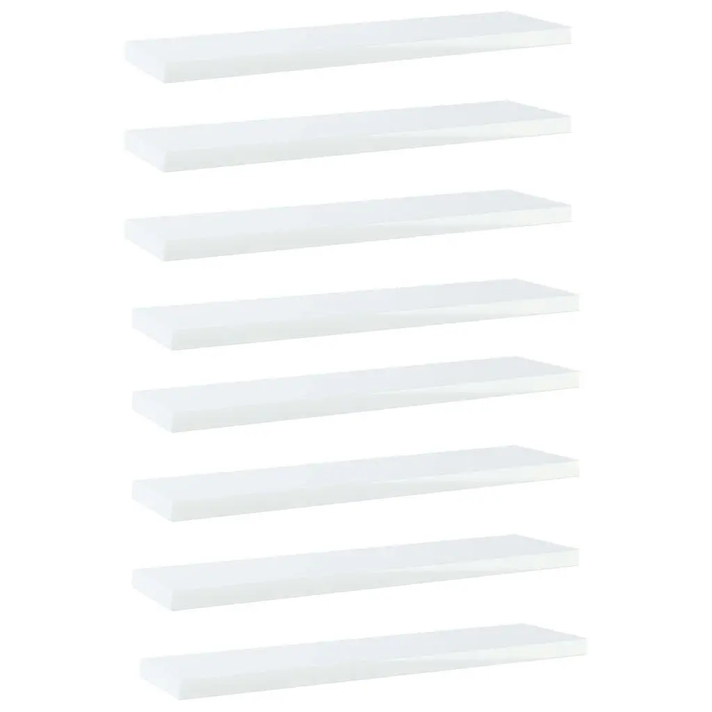 Bookshelf Boards 8 pcs High Gloss White 40x10x1.5 cm Engineered Wood 805133