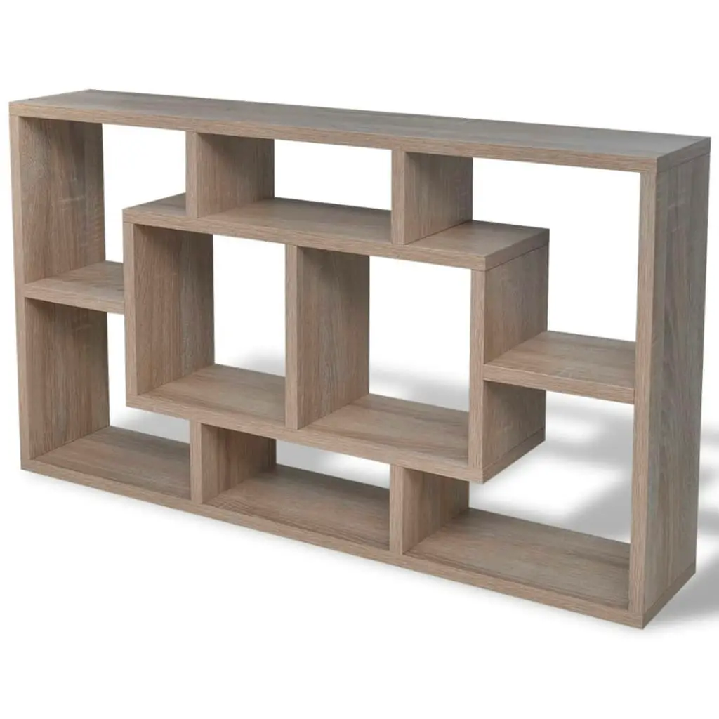 Floating Wall Display Shelf 8 Compartments Oak Colour 242549