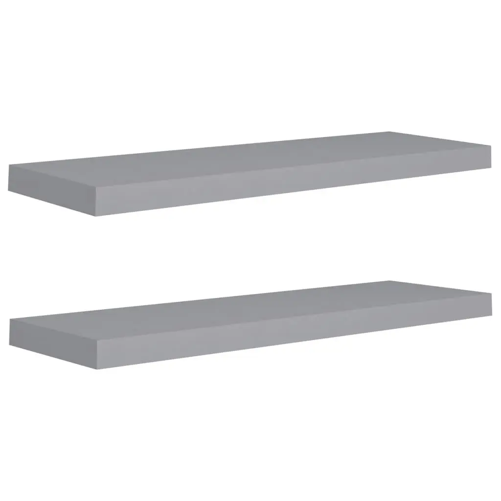 Floating Wall Shelves 2 pcs Grey 80x23.5x3.8 cm MDF 323857