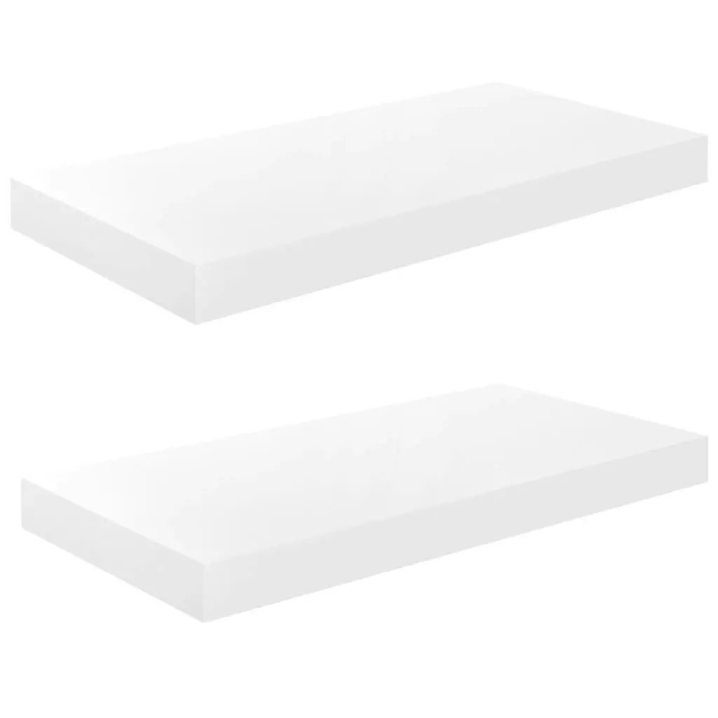 Floating Wall Shelves 2 pcs High Gloss White 50x23x3.8 cm MDF 323746