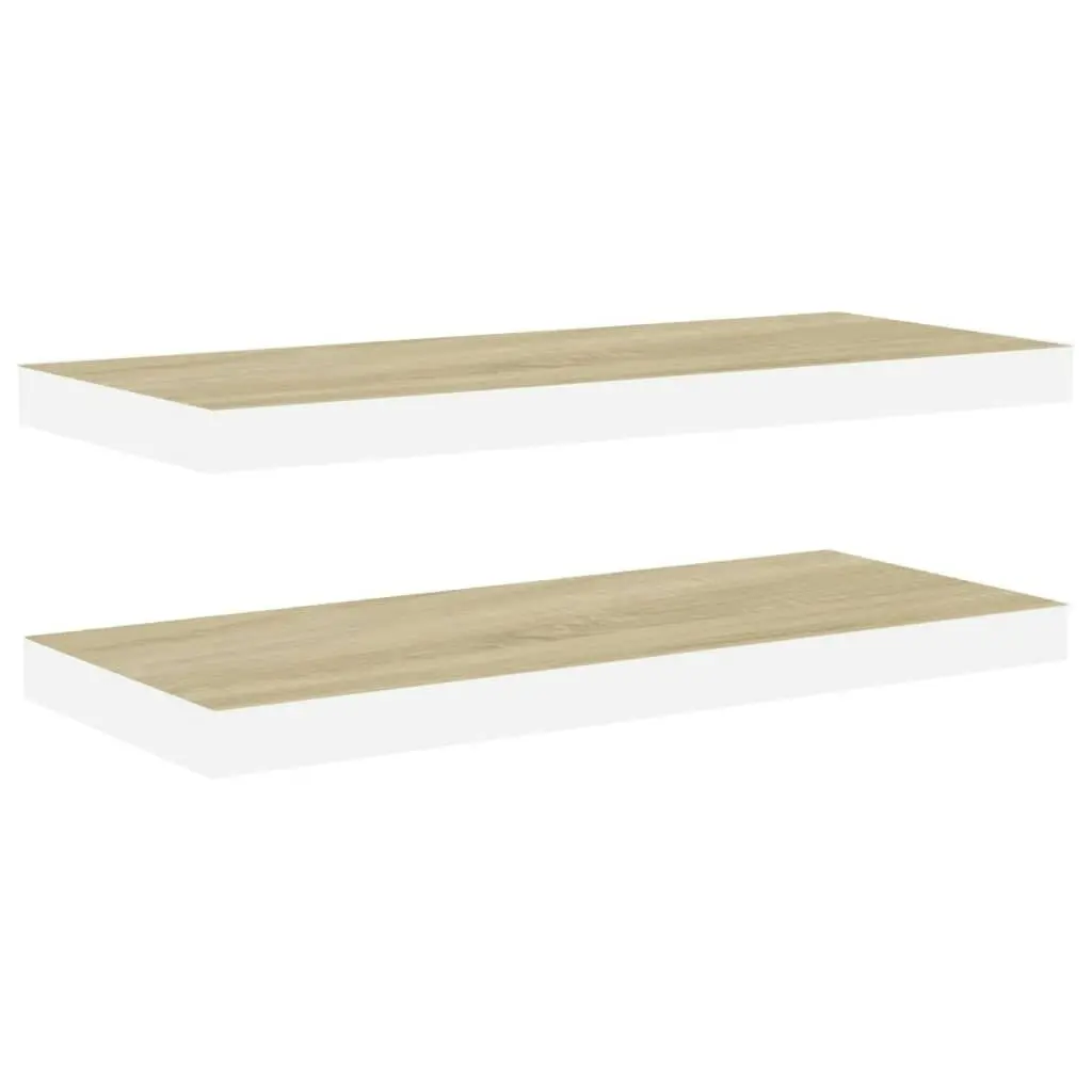 Floating Wall Shelves 2 pcs Oak and White 80x23.5x3.8 cm MDF 326580