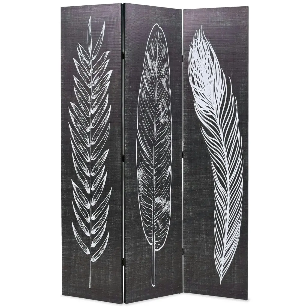 Folding Room Divider 120x170 cm Feathers Black and White 245889