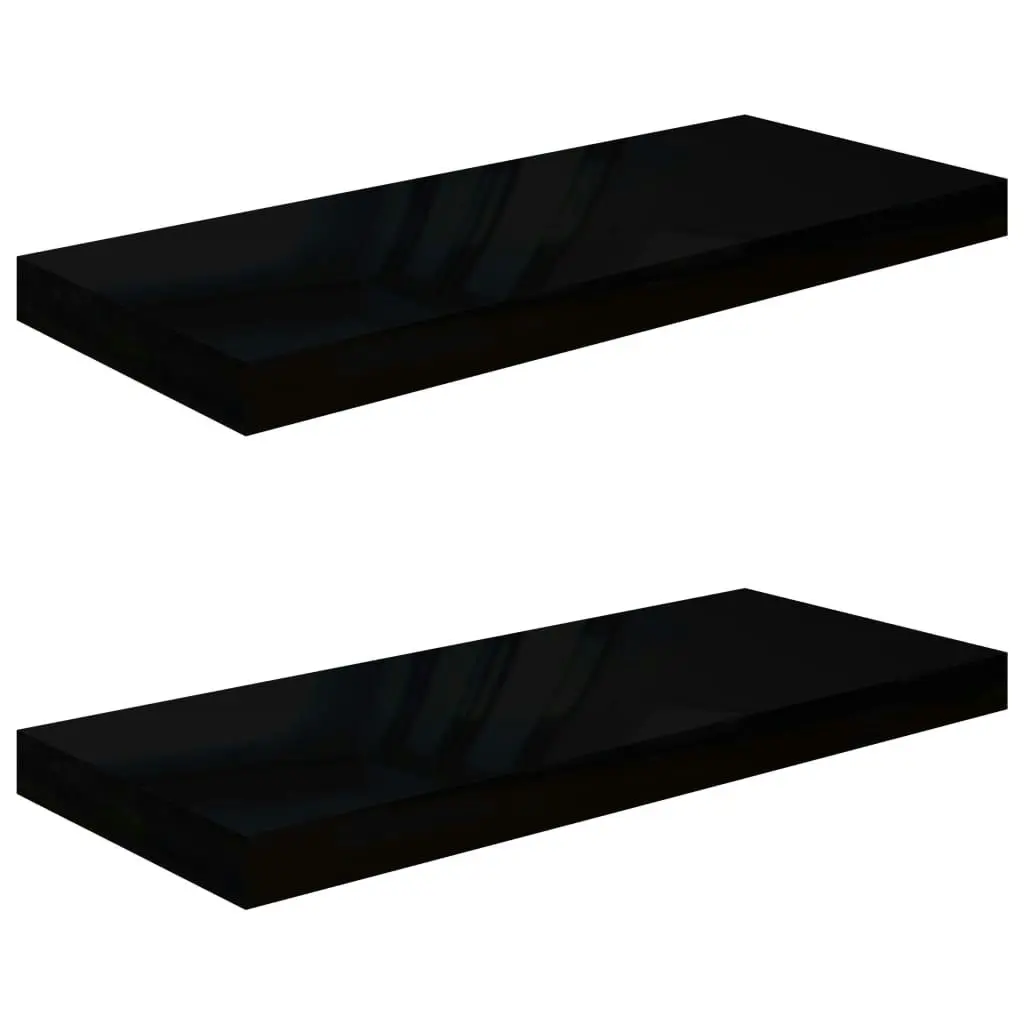 Floating Wall Shelves 2 pcs High Gloss Black 60x23.5x3.8 cm MDF 323770