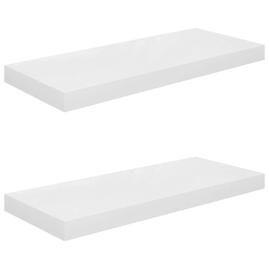 Floating Wall Shelves 2 pcs High Gloss White 60x23.5x3.8 cm MDF 323749