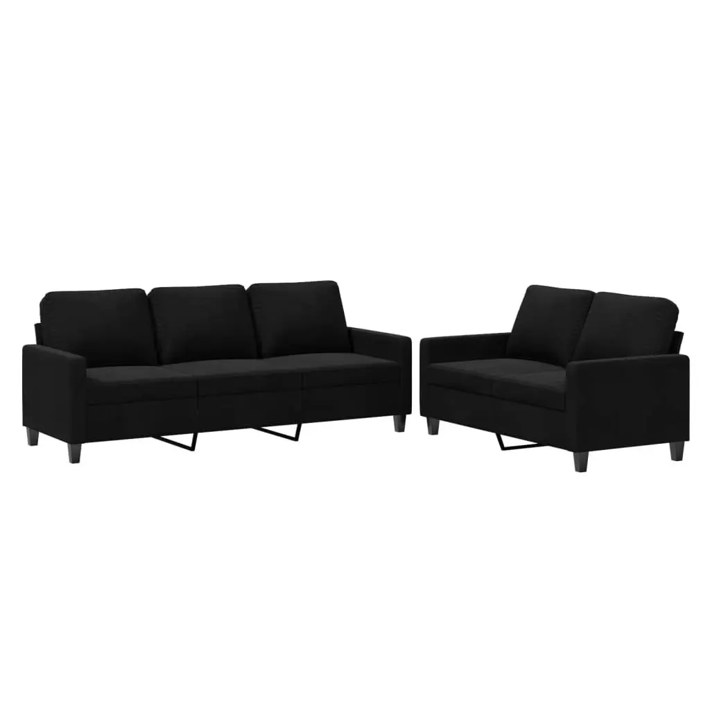 2 Piece Sofa Set with Cushions Black Velvet 3201521