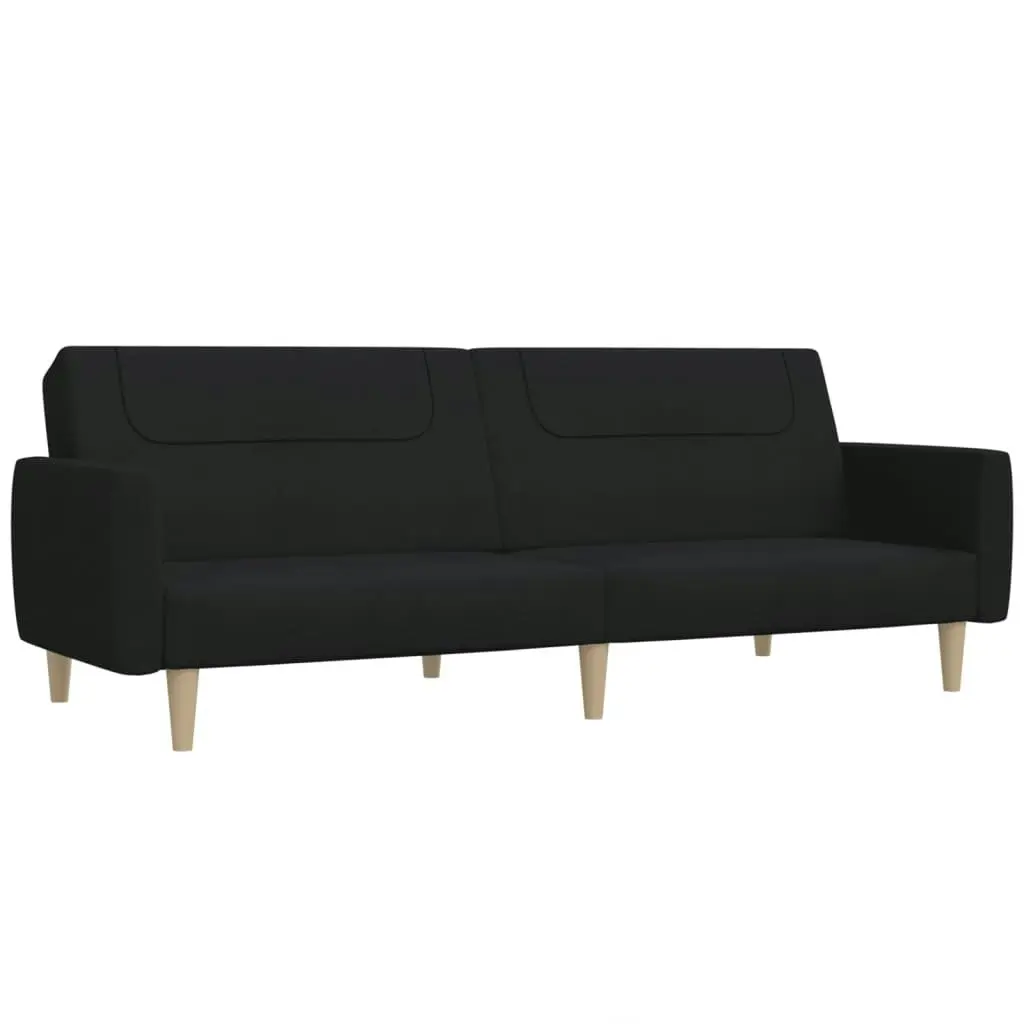 2-Seater Sofa Bed Black Fabric 375786