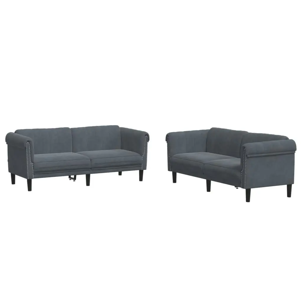 2 Piece Sofa Set Dark Grey Velvet 3209220