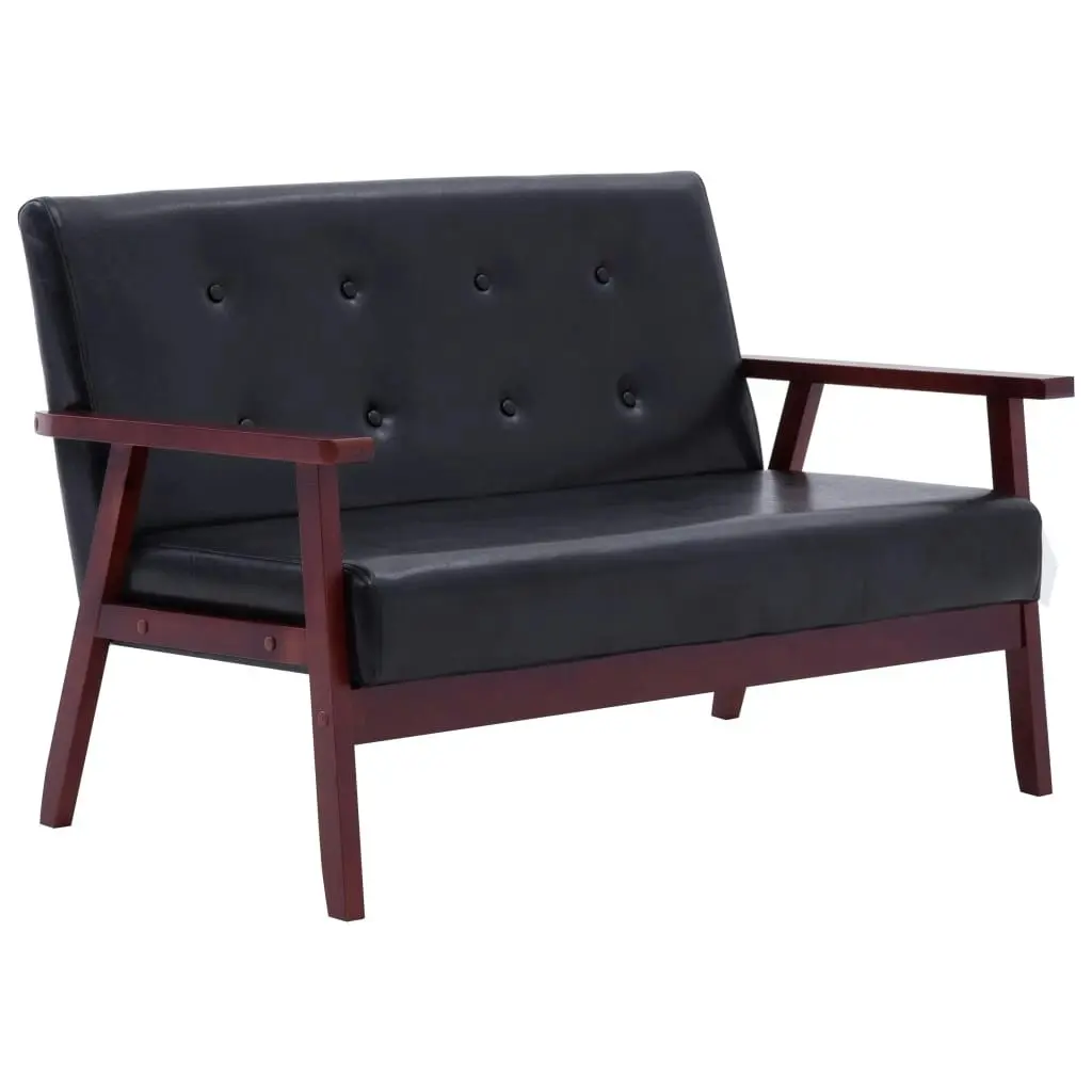 2-Seater Sofa Black Faux Leather 248642