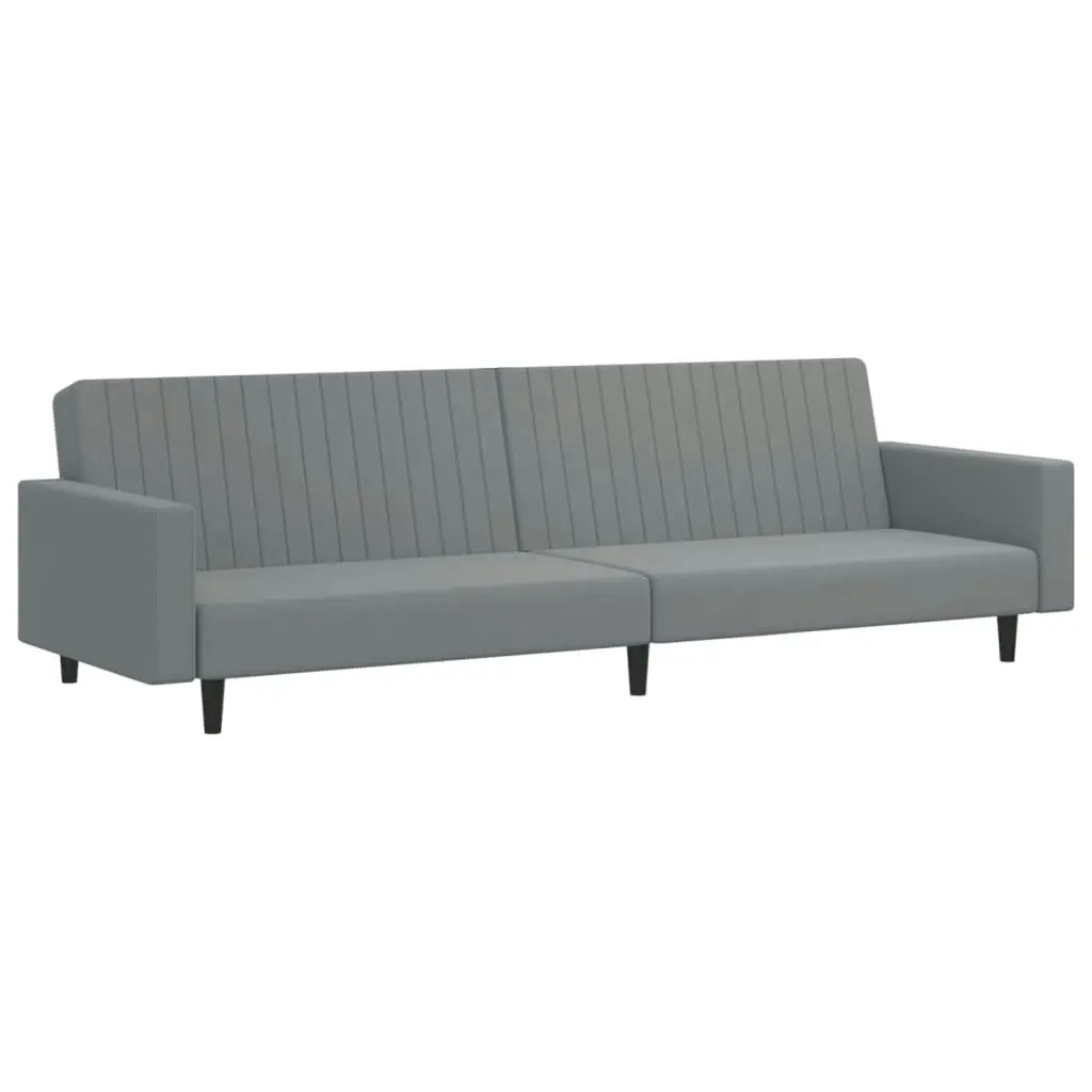 2-Seater Sofa Bed Light Grey Velvet 375937