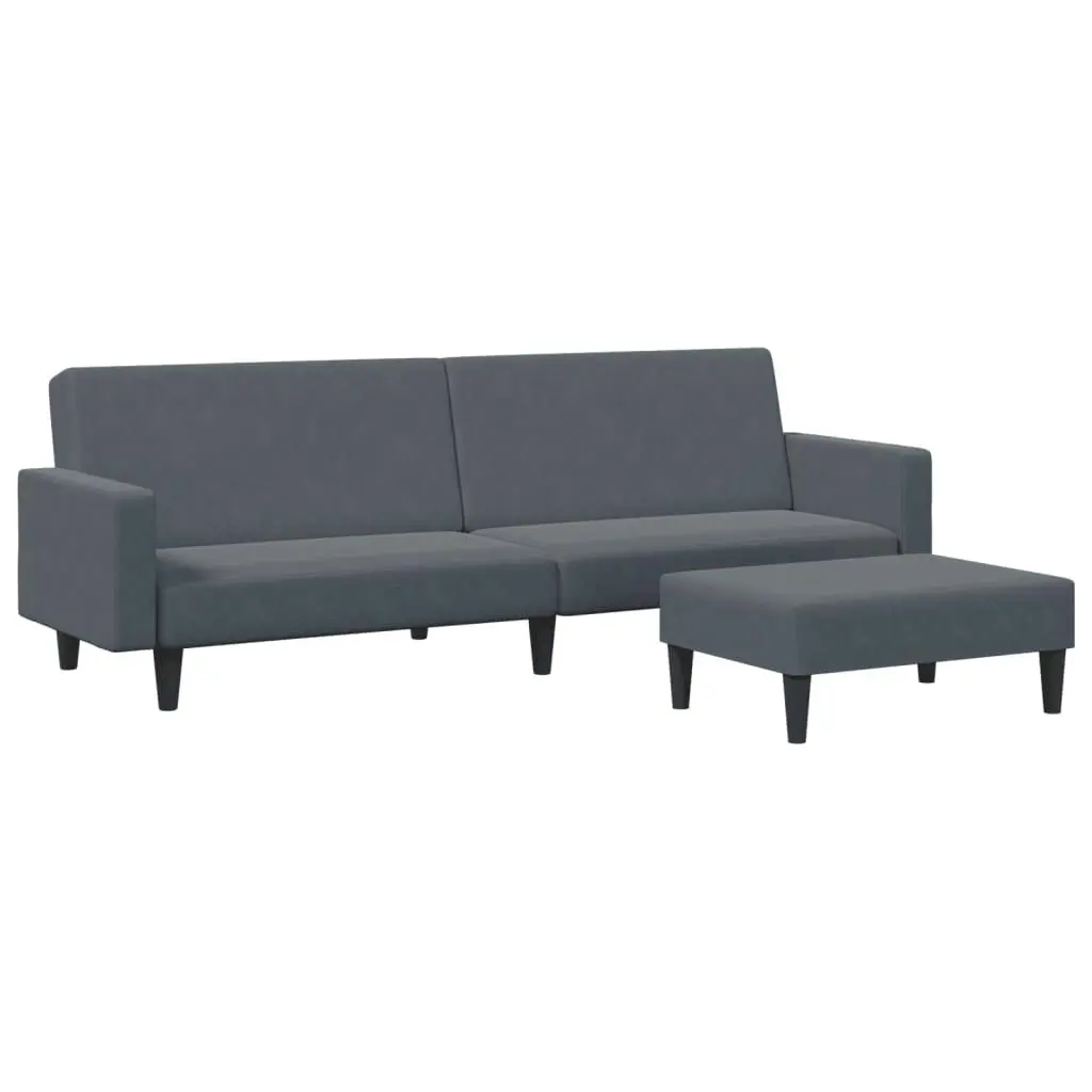 2-Seater Sofa Bed with Footstool Dark Grey Velvet 3216237