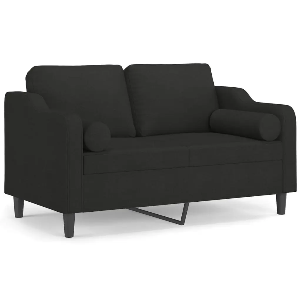 2-Seater Sofa with Throw Pillows Black 120 cm Fabric 3200841