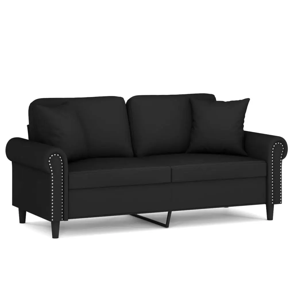 2-Seater Sofa with Throw Pillows Black 140 cm Velvet 3200950