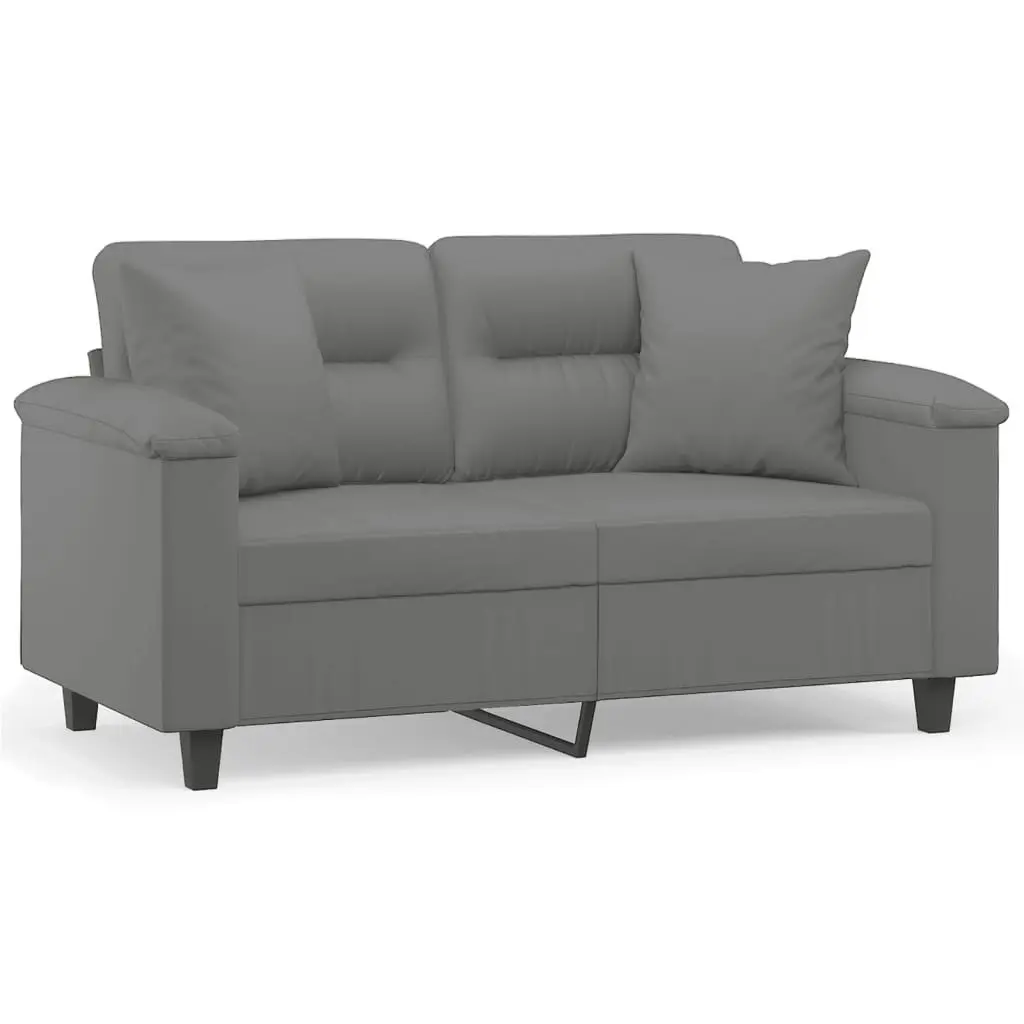 2-Seater Sofa with Pillows Dark Grey 120 cm Microfibre Fabric 3200967