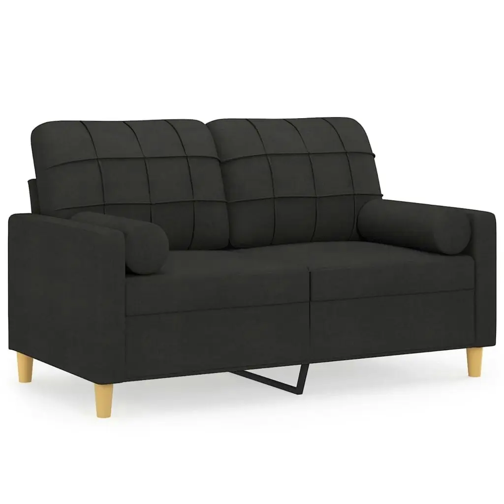 2-Seater Sofa with Throw Pillows Black 120 cm Fabric 3200778