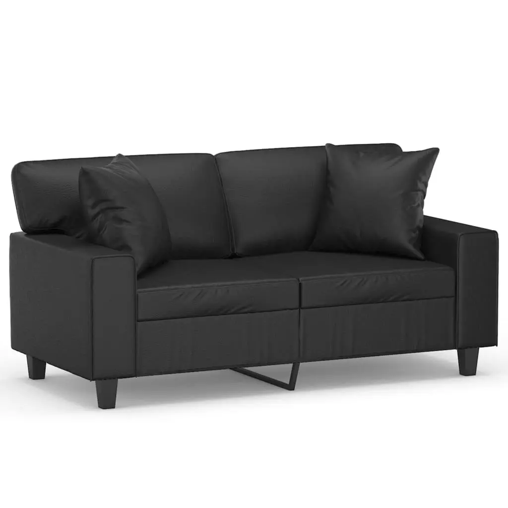 2-Seater Sofa with Throw Pillows Black 120 cm Faux Leather 3200861