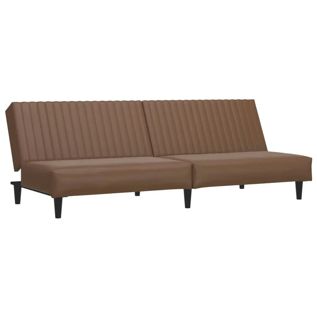 2-Seater Sofa Bed Brown Faux Leather 375948