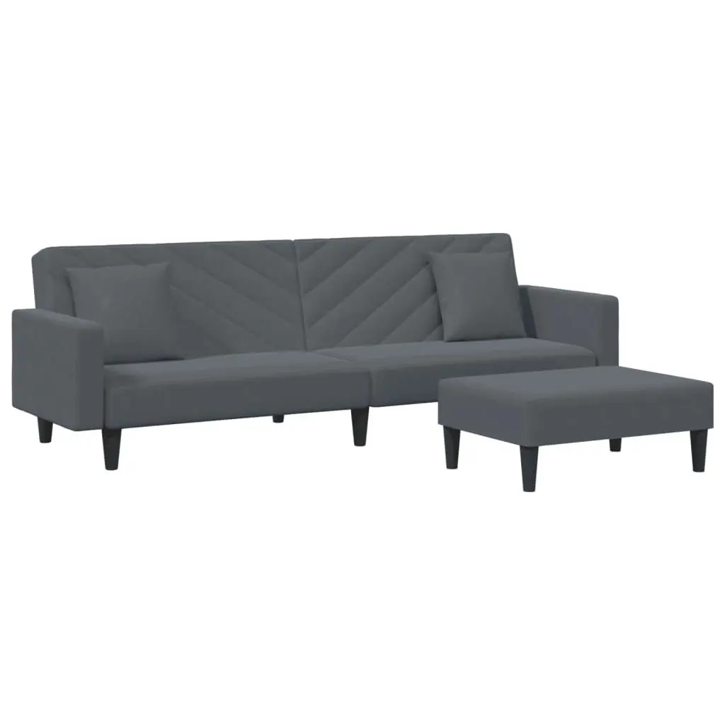 2 Piece Sofa Set with Pillows Dark Grey Velvet 3216269