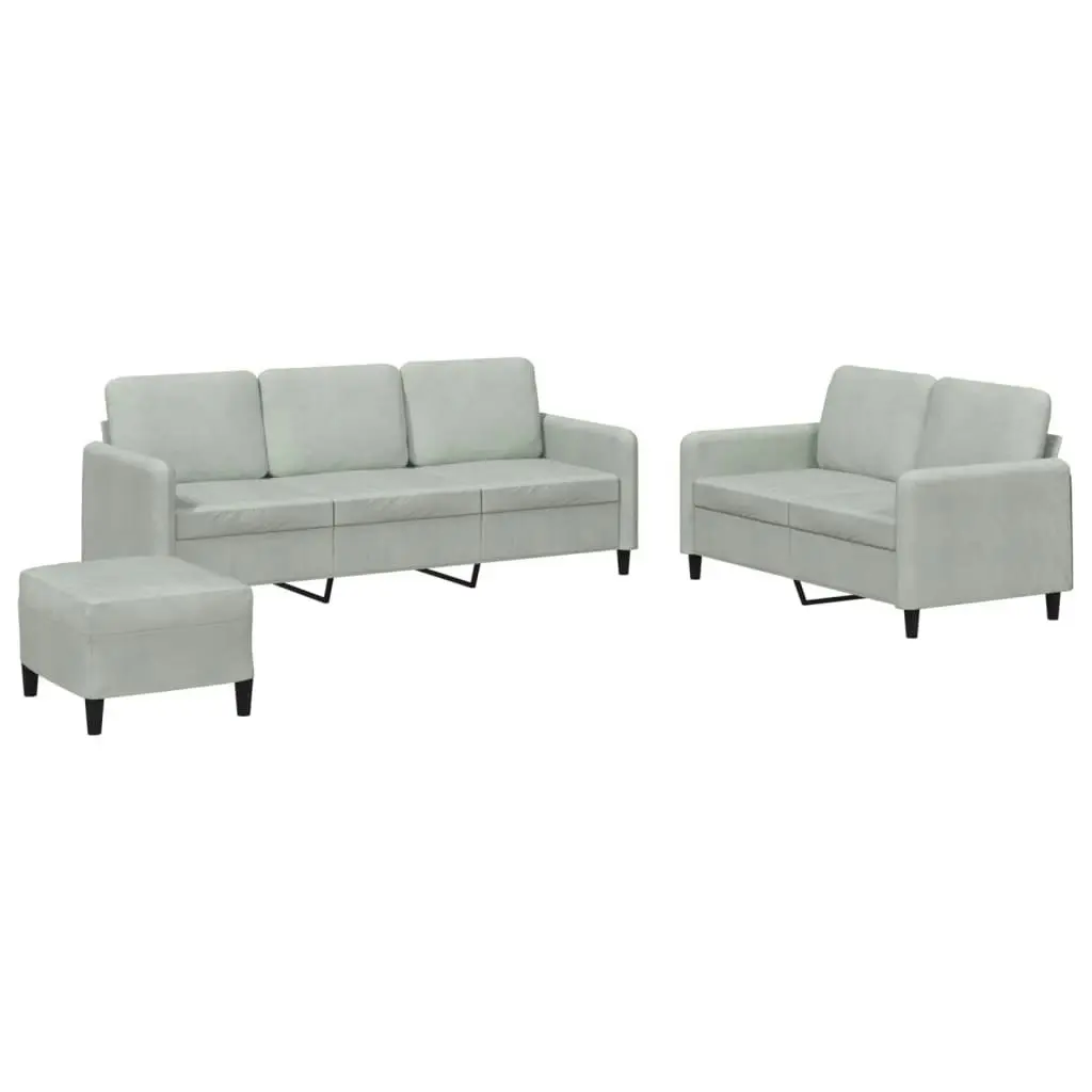 3 Piece Sofa Set Light Grey Velvet 3202024