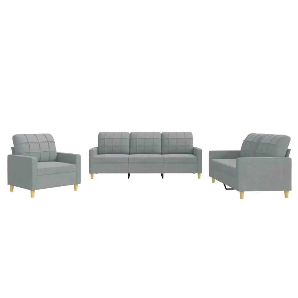 3 Piece Sofa Set with Cushions Light Grey Fabric 3201242