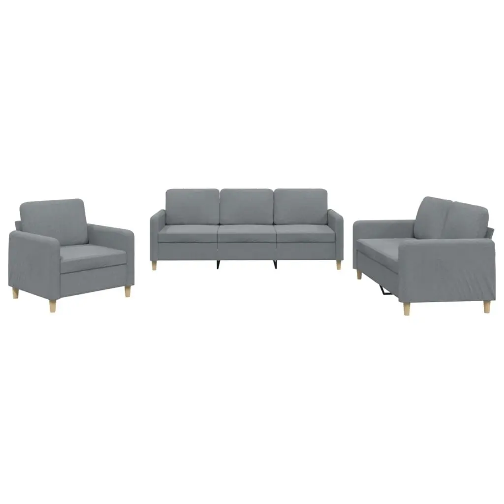 3 Piece Sofa Set with Cushions Light Grey Fabric 3202054