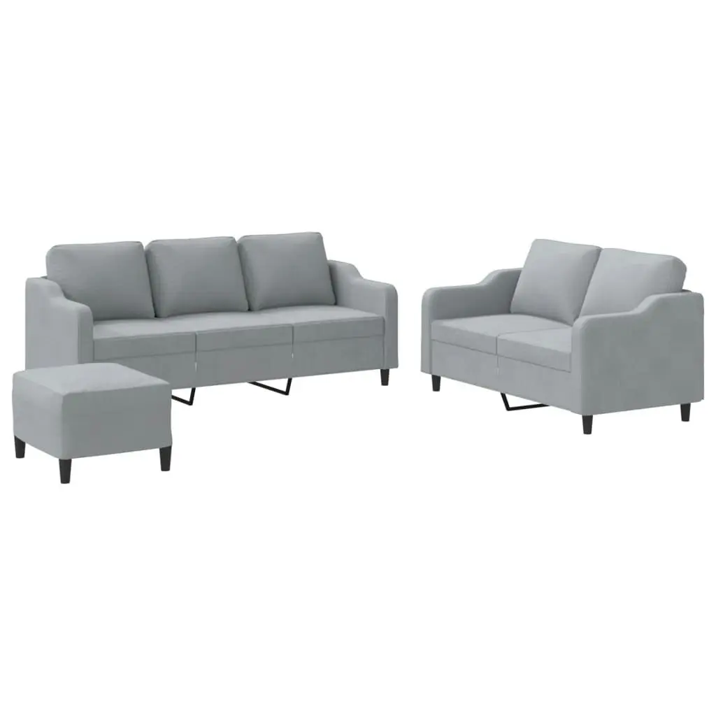 3 Piece Sofa Set with Cushions Light Grey Fabric 3201842