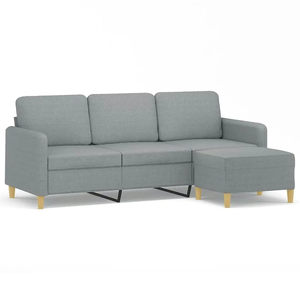 3-Seater Sofa with Footstool Light Grey 180 cm Fabric 3201192