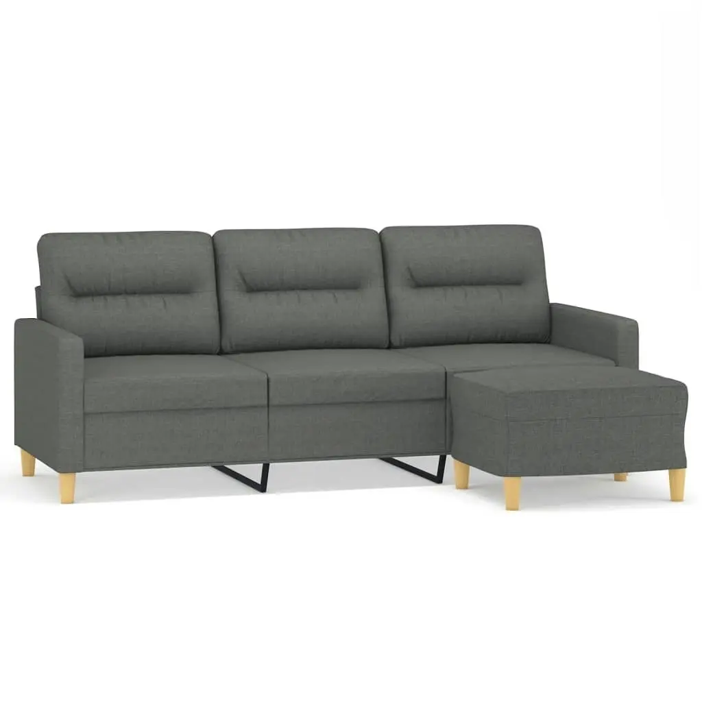 3-Seater Sofa with Footstool Dark Grey 180 cm Fabric 3201074