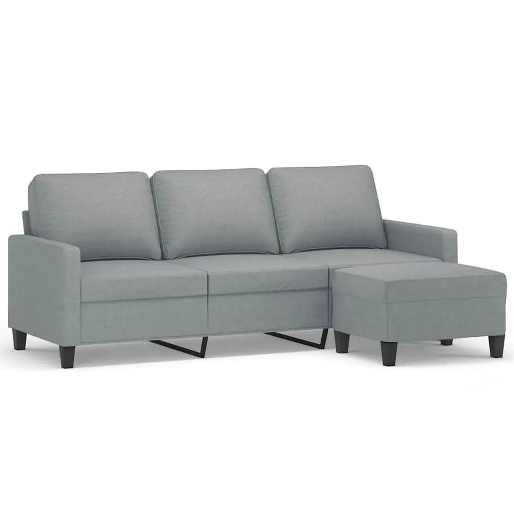 3-Seater Sofa with Footstool Light Grey 180 cm Fabric 3201037