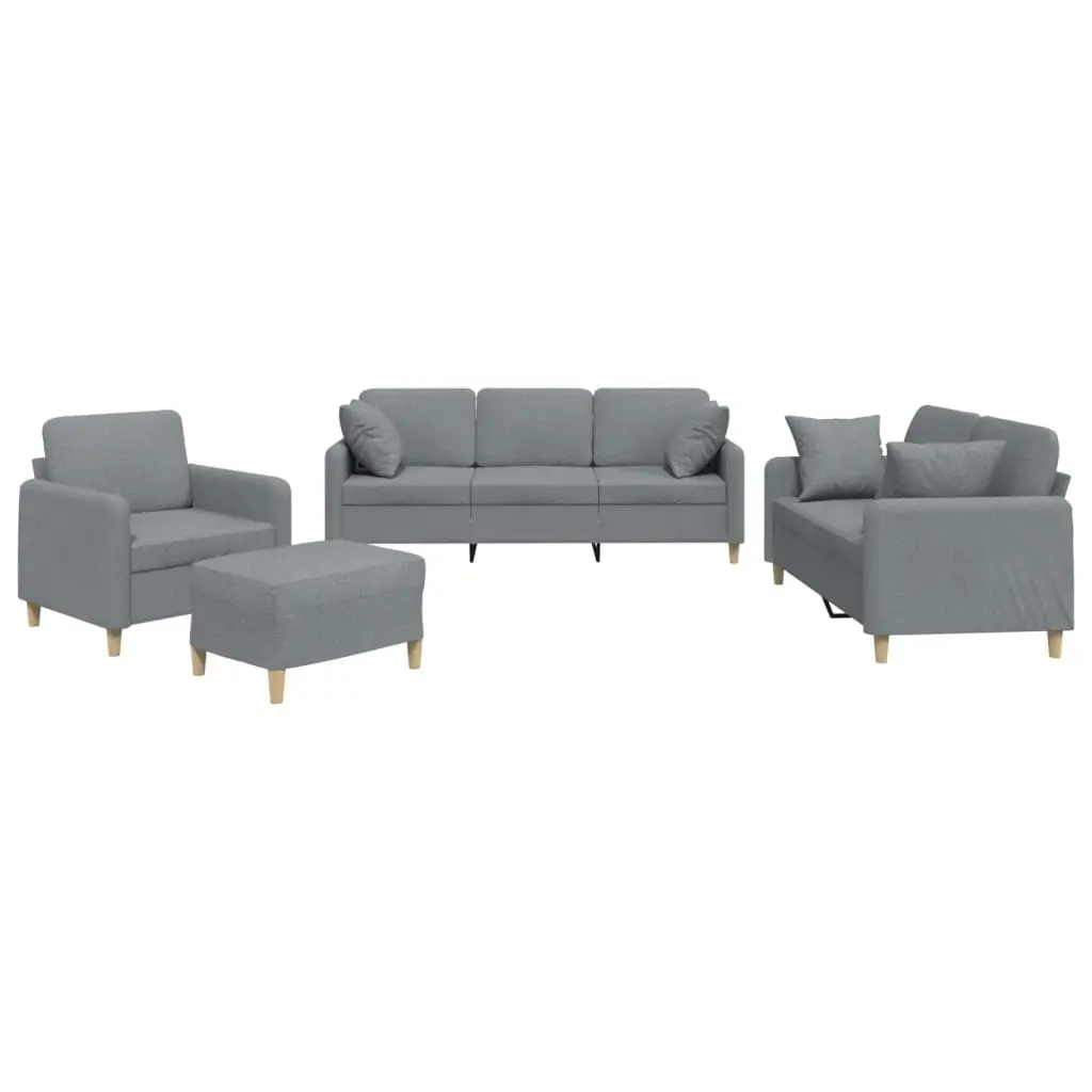 4 Piece Sofa Set with Pillows Light Grey Fabric 3202078