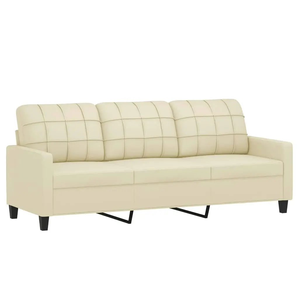 3-Seater Sofa Cream 180 cm Faux Leather 359123