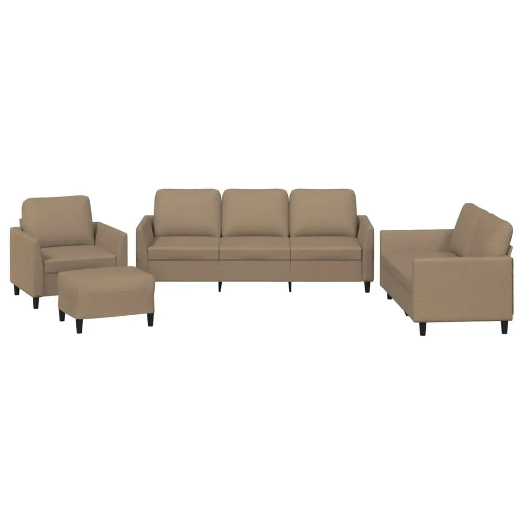 4 Piece Sofa Set with Cushions Cappuccino Faux Leather 3201749