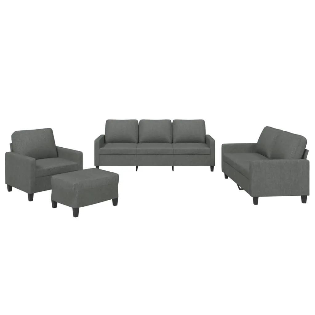 4 Piece Sofa Set with Cushions Dark Grey Fabric 3201437